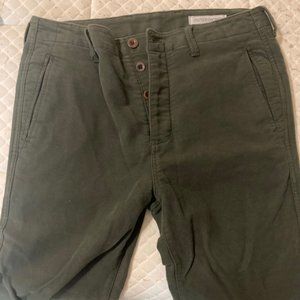 Outerknown Lost Coast Moleskin Pants Forest Green 32 x 32